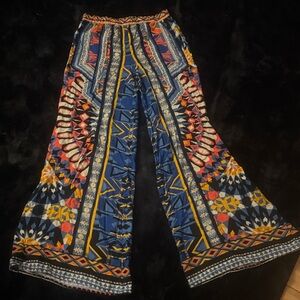 Flying Tomato Boho Blue Multicolor wide leg Pants